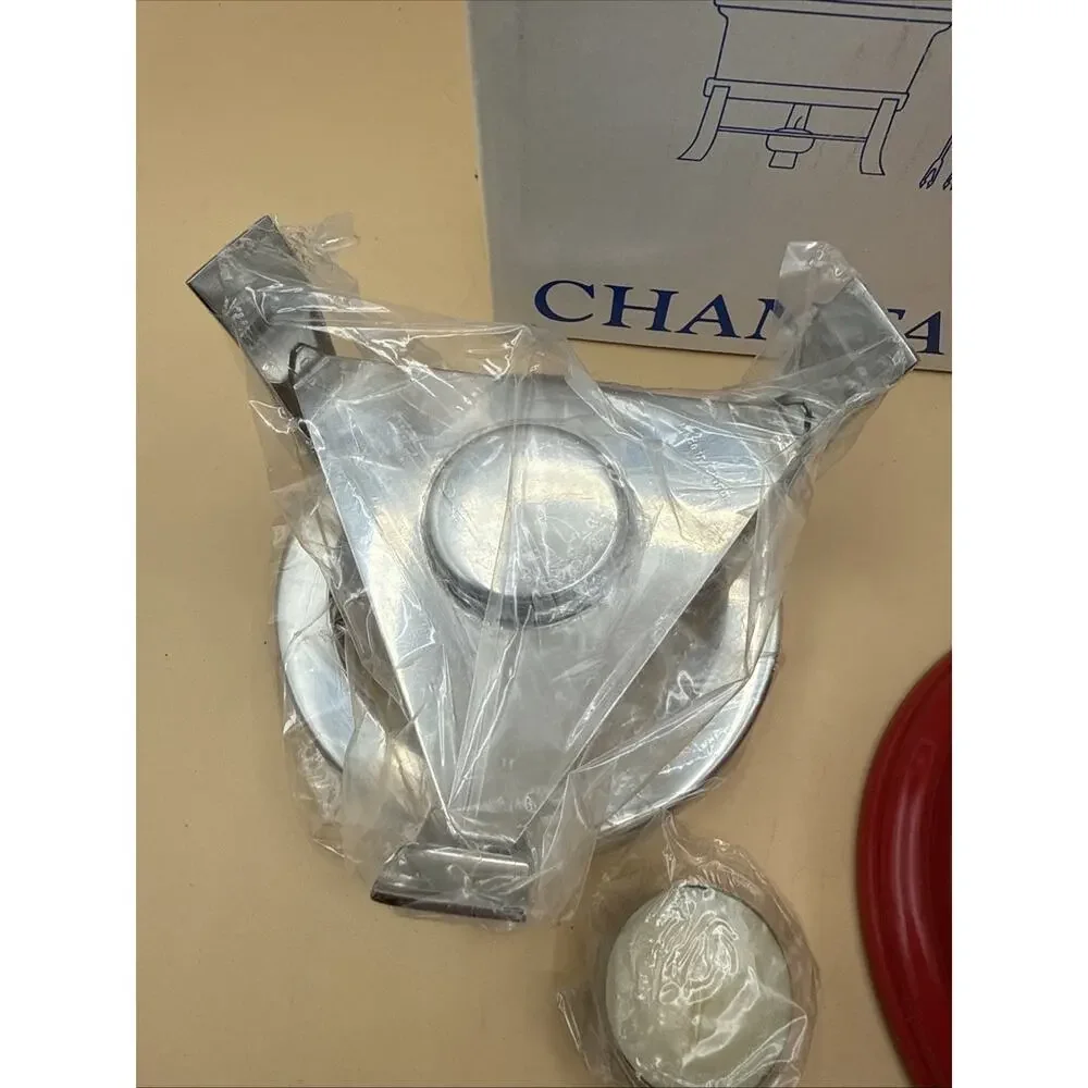 CHANTAL Fun Fondue RED 3c. Stainless Steel Stand NEW / Opened Box